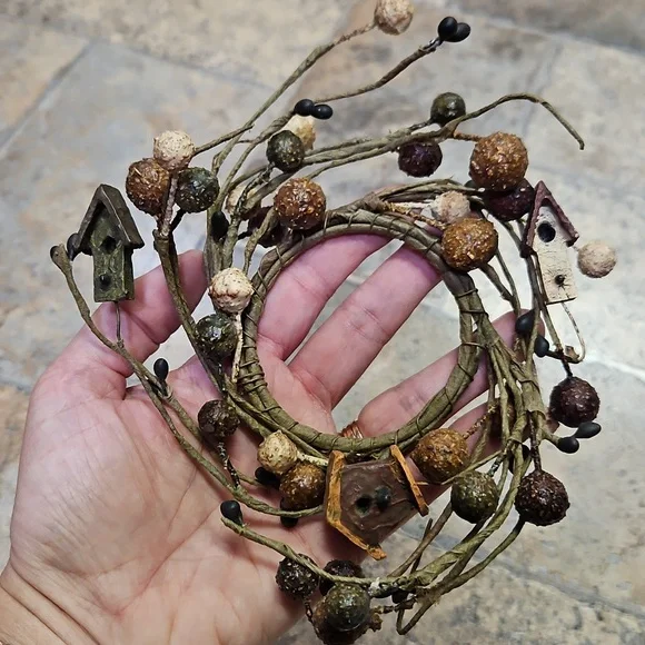 Primitive Country Cabin Pip Berry Candle Ring Wreaths BNWT - Picture 2 of 6